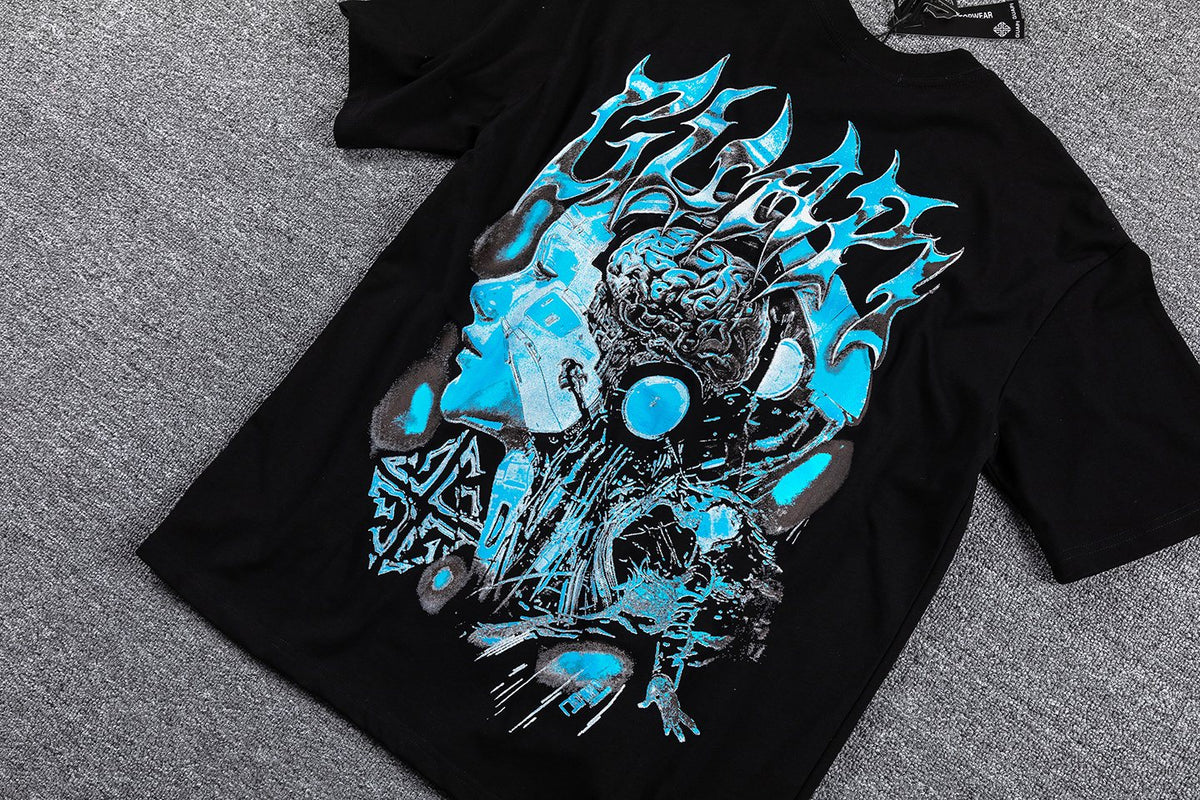 GUAPI Blue Graphic Short-Sleeve T-Shirt ¡ª detail