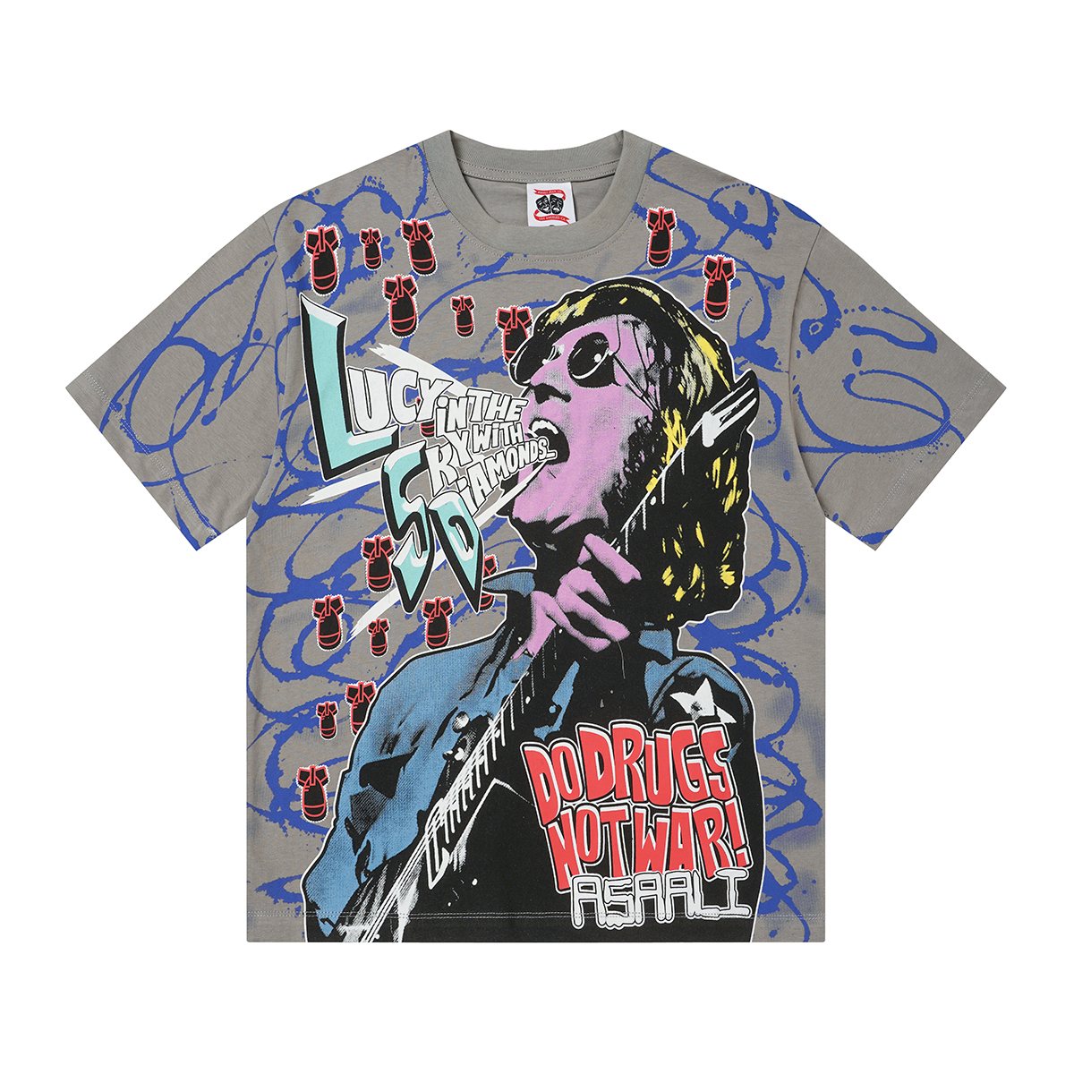 ASAALL Peace Love & Cocaine Singer Graphic T-Shirt ¡ª front