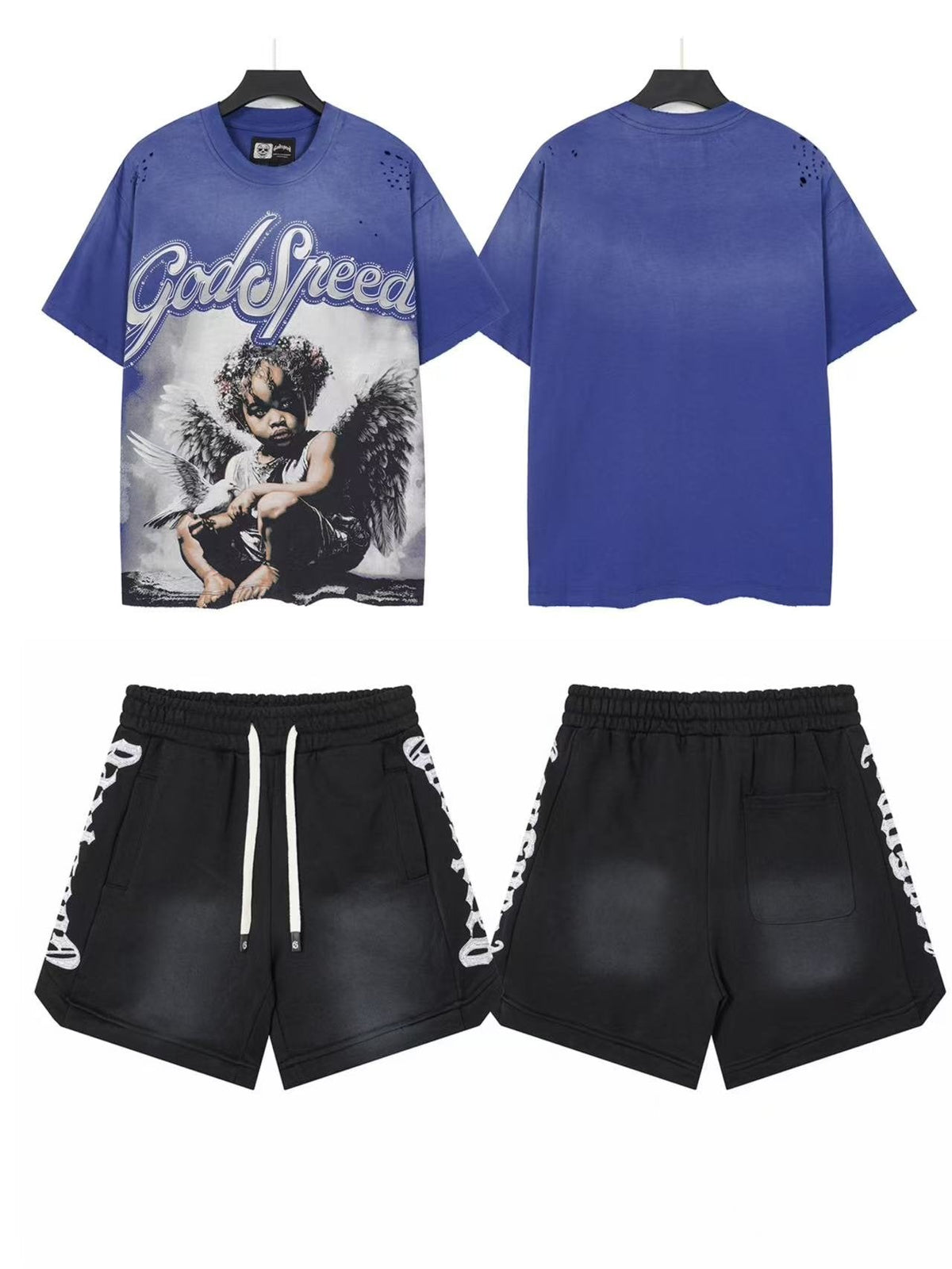 Godspeed Blue Angel Graphic T-Shirt and Shorts Set ¡ª front