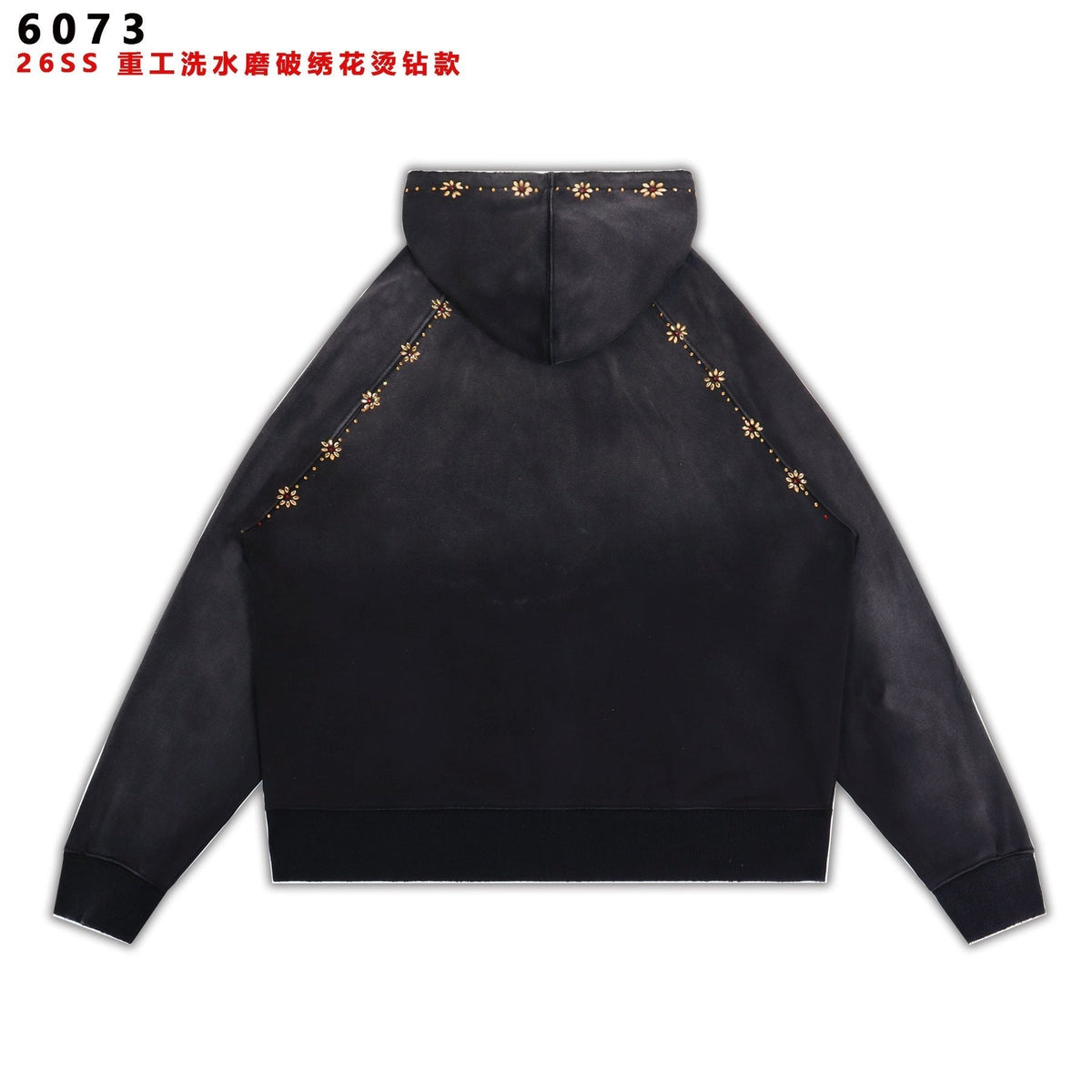 Valley Dreams Washed Black Collegiate Crest Zip Hoodie ¡ª back