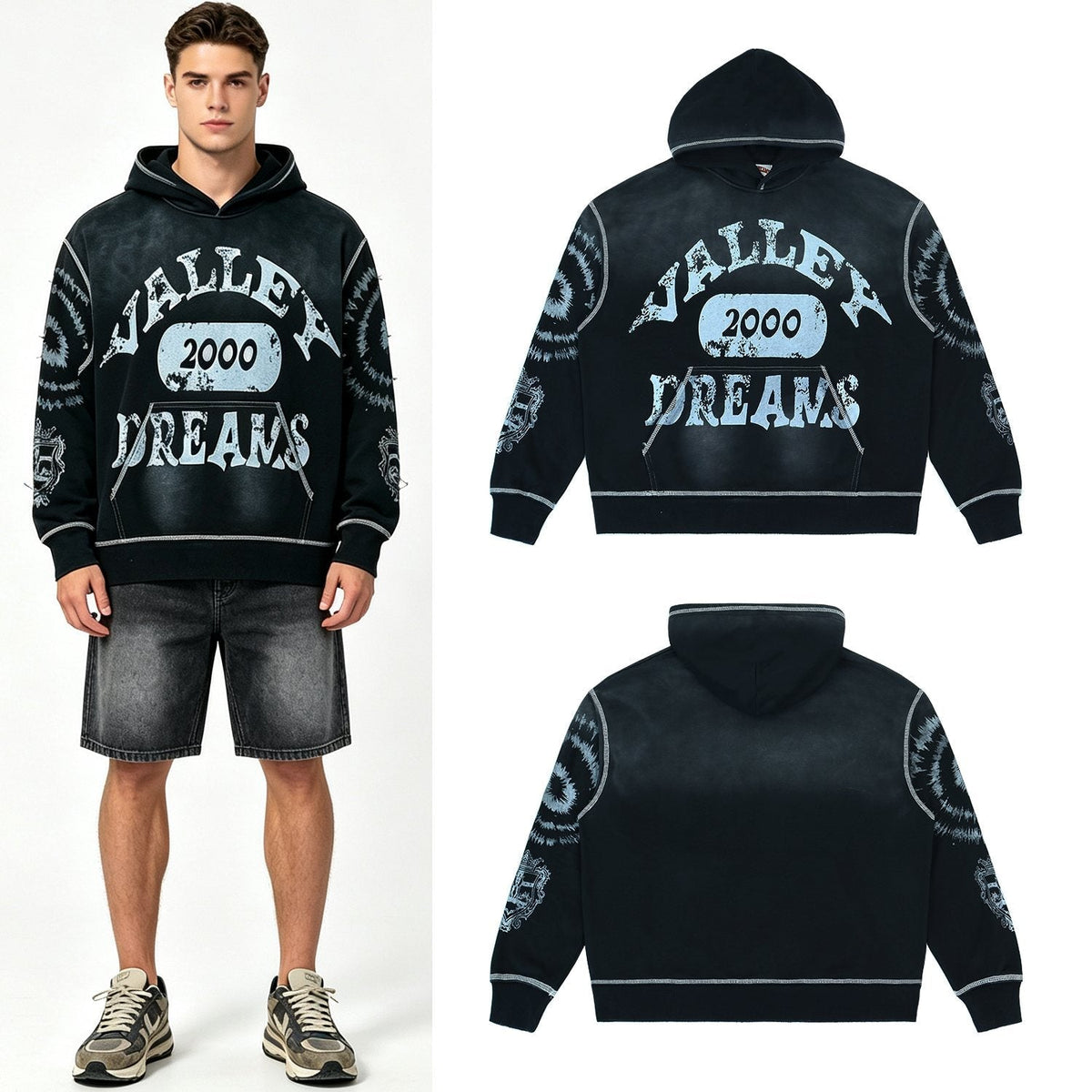 Valley Dreams 2000 Washed Black Graphic Hoodie ¡ª context