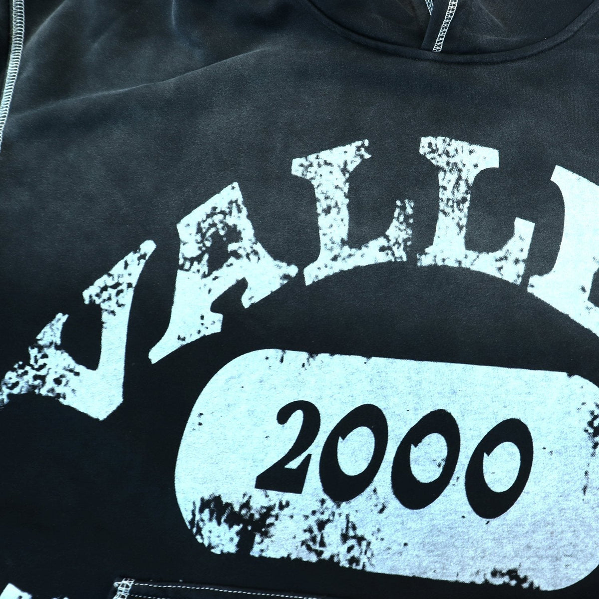 Valley Dreams 2000 Washed Black Graphic Hoodie ¡ª detail