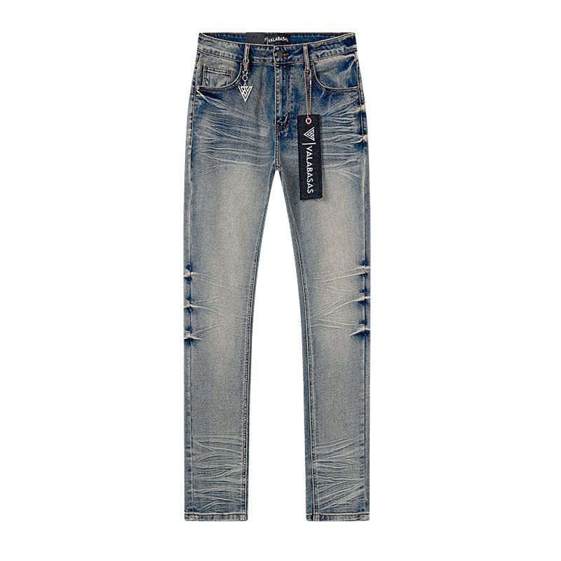 VALABASAS Washed Distressed Blue Jeans ¡ª front
