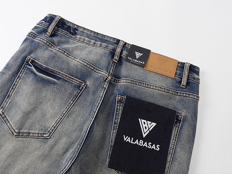 VALABASAS Washed Distressed Blue Jeans ¡ª detail