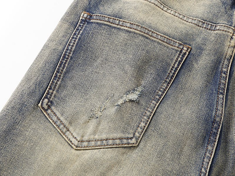 VALABASAS Washed Distressed Blue Jeans with Rear Patch ¡ª detail