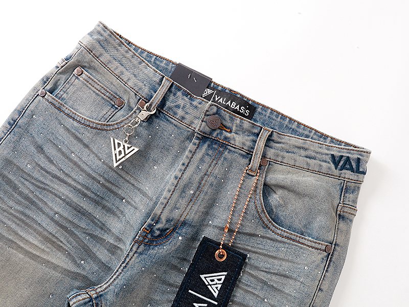 VALABASAS Light Blue Rhinestone Flared Jeans ¡ª detail