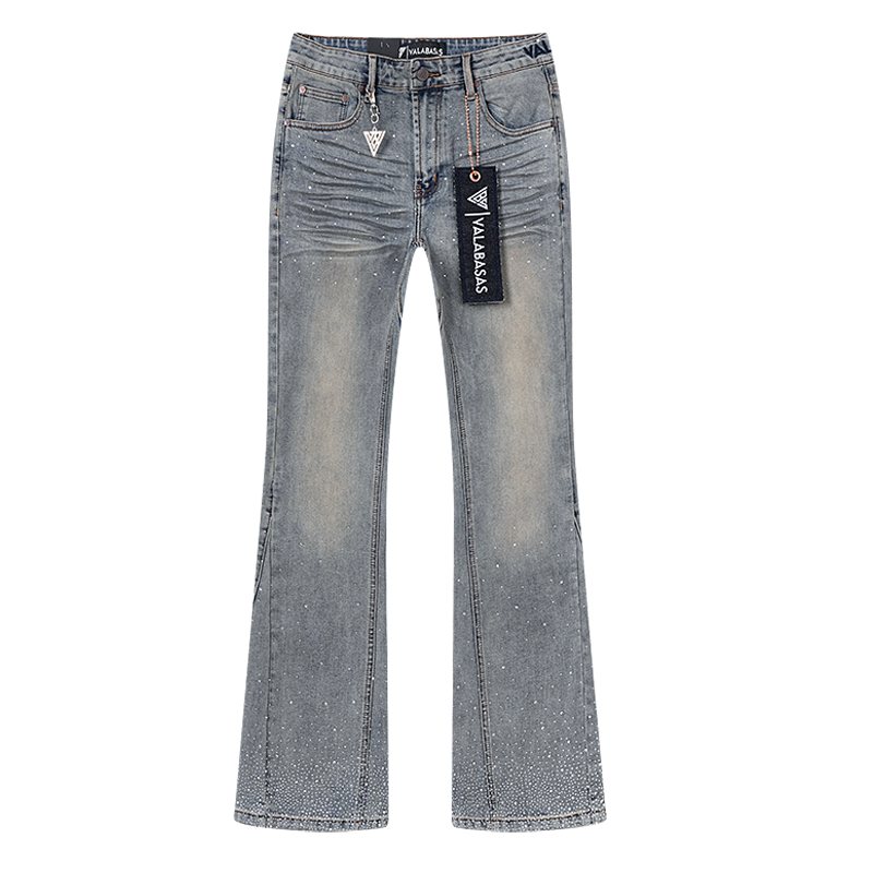 VALABASAS Light Blue Rhinestone Flared Jeans ¡ª hero