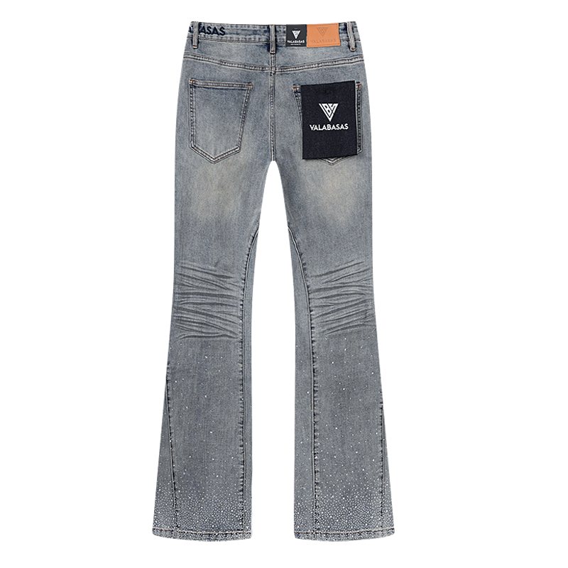 VALABASAS Light Blue Rhinestone Flared Jeans ¡ª back