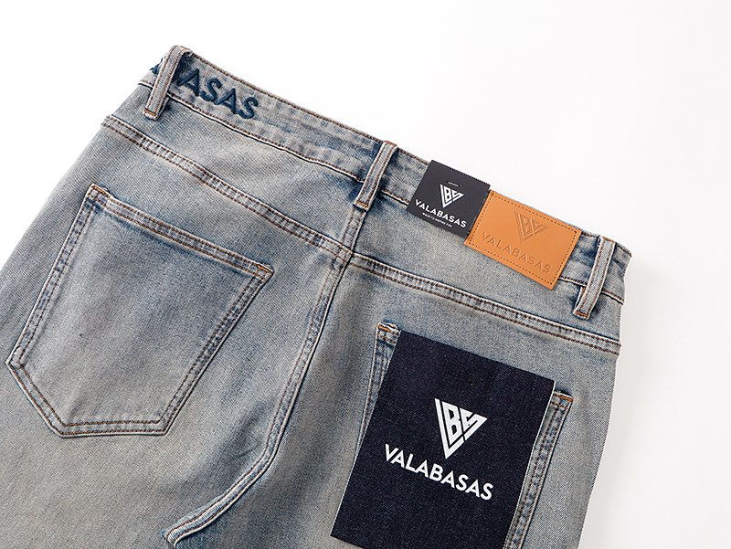 VALABASAS Light Blue Rhinestone Flared Jeans ¡ª detail