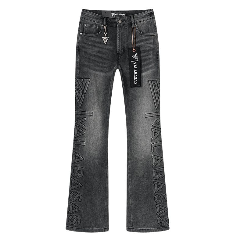 VALABASAS Washed Black Logo Graphic Bootcut Jeans ¡ª hero