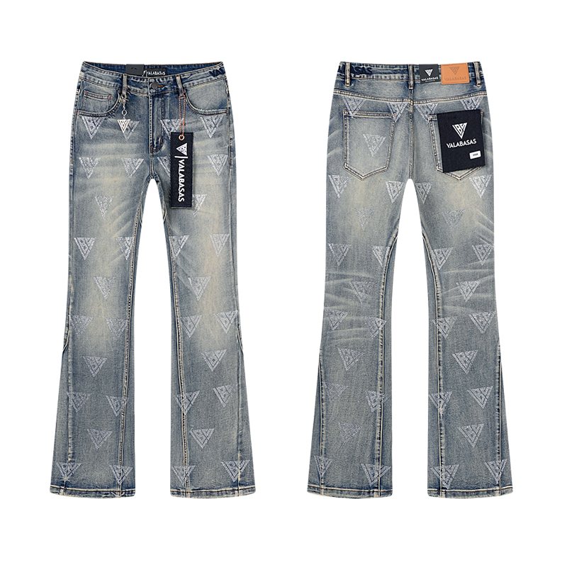 VALABASAS Triangle Motif Washed Denim Jeans ¡ª hero