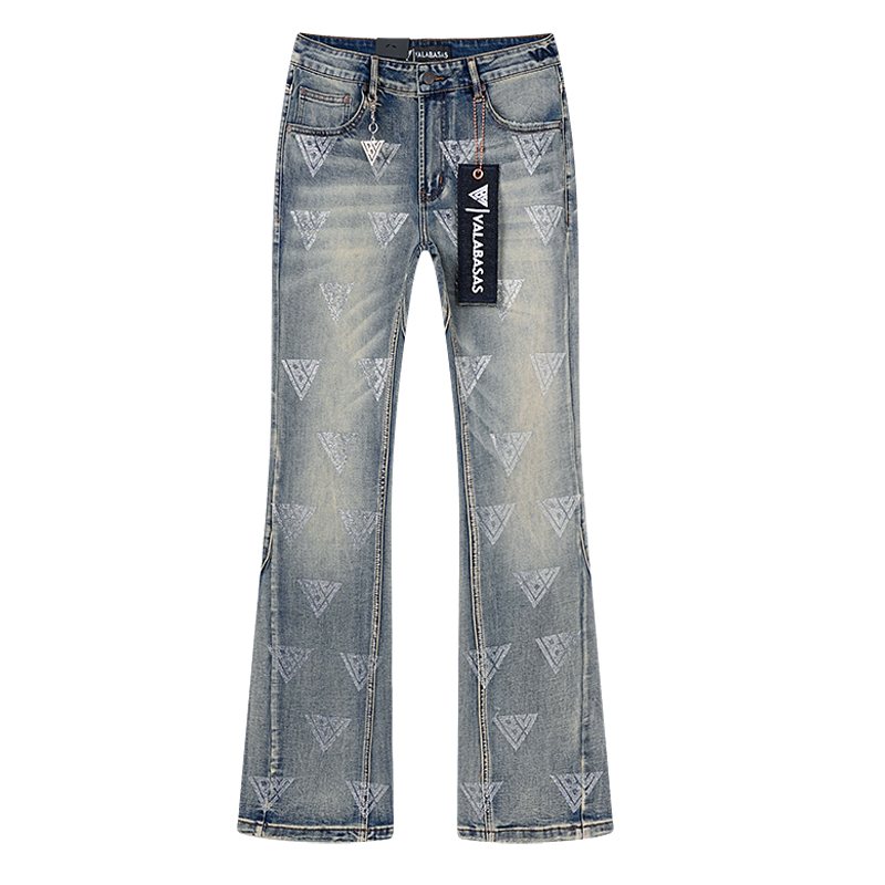 VALABASAS Triangle Motif Washed Denim Jeans ¡ª front