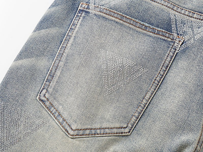 VALABASAS Triangle Motif Washed Denim Jeans ¡ª detail