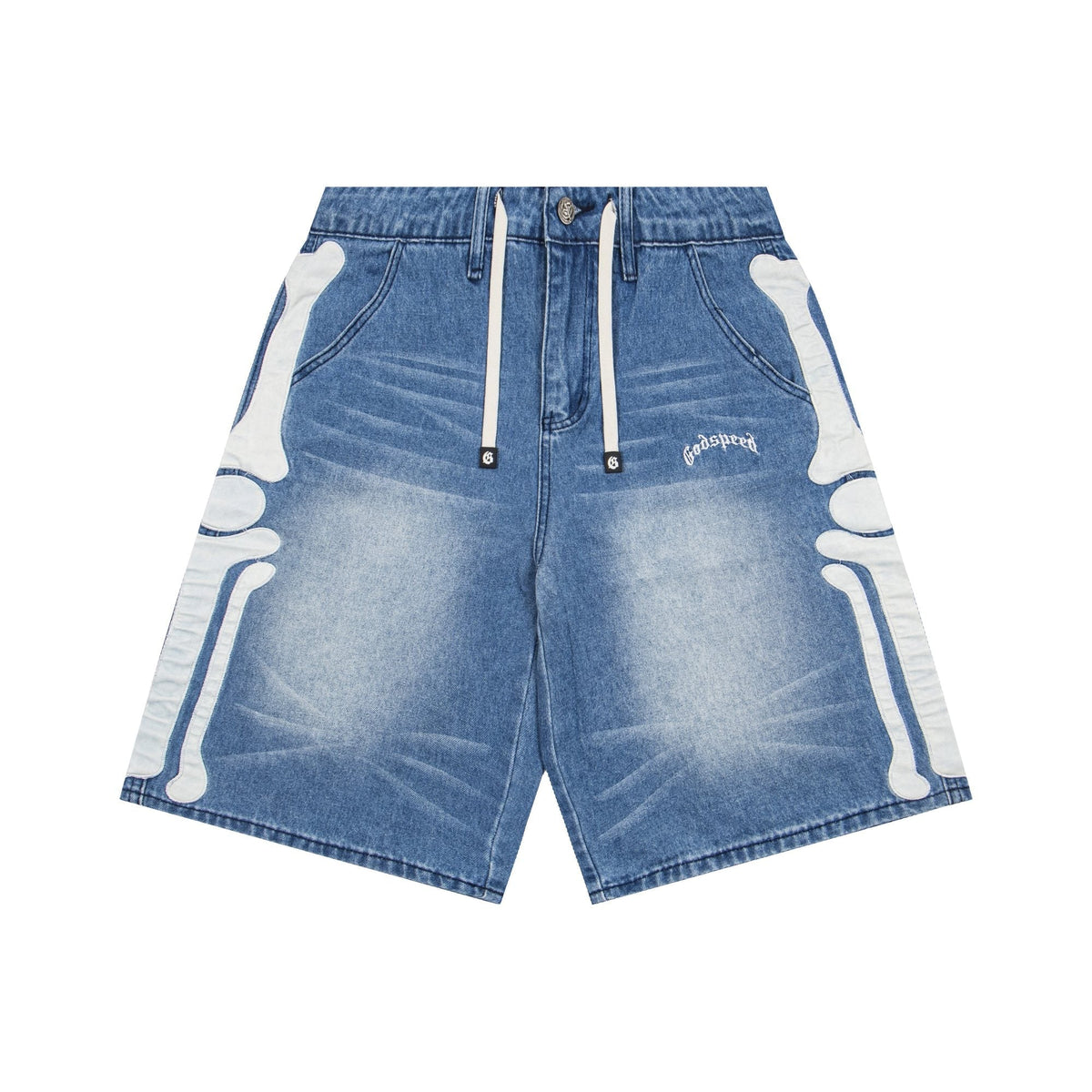 Godspeed Bone Applique Denim Shorts ¡ª hero