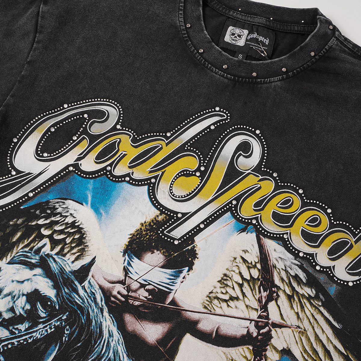 Godspeed Angel Horse Rhinestone Graphic T-Shirt ¡ª detail