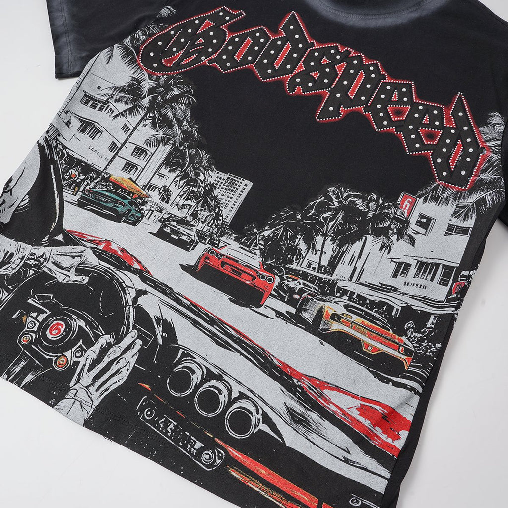 Godspeed Washed Car & Key Graphic Short-Sleeve T-Shirt ¡ª detail