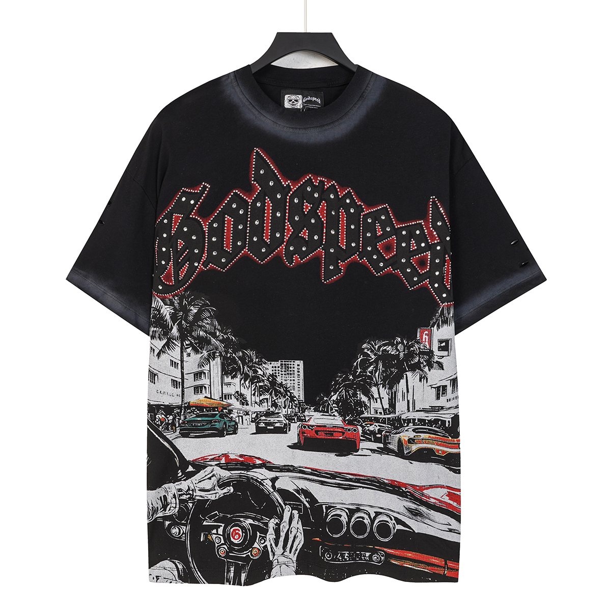 Godspeed Washed Car & Key Graphic Short-Sleeve T-Shirt ¡ª front