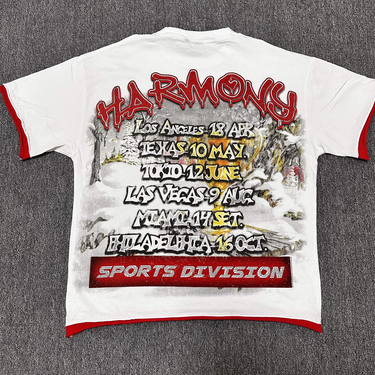 HARMONY White Red-Trim Graphic T-Shirt ¡ª back