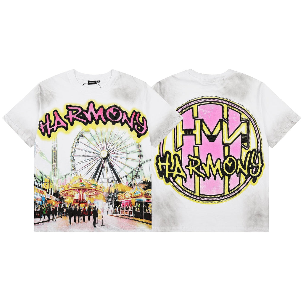 HARMONY Washed White Front & Back Graphic T-Shirt ¡ª hero
