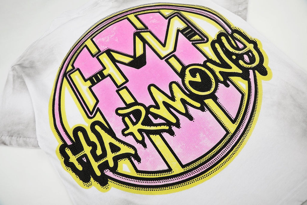 HARMONY Washed White Front & Back Graphic T-Shirt ¡ª detail