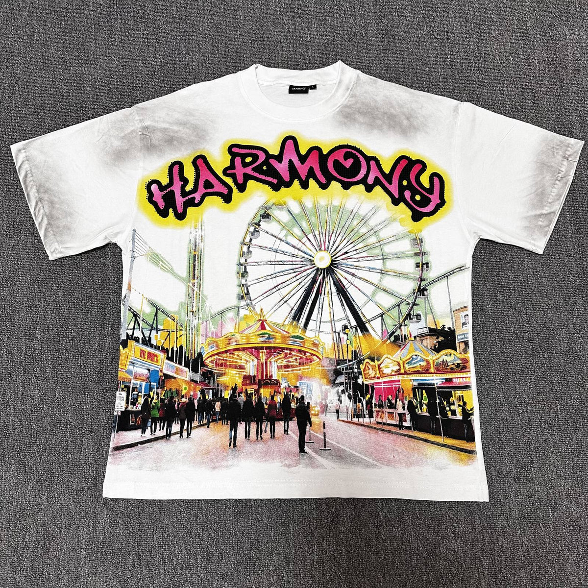 HARMONY Washed White Front & Back Graphic T-Shirt ¡ª front