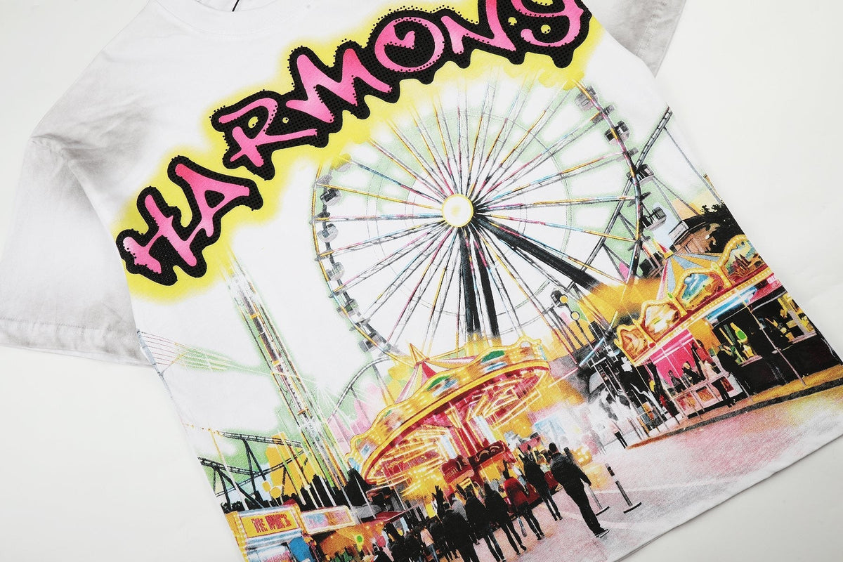 HARMONY Washed White Front & Back Graphic T-Shirt ¡ª detail