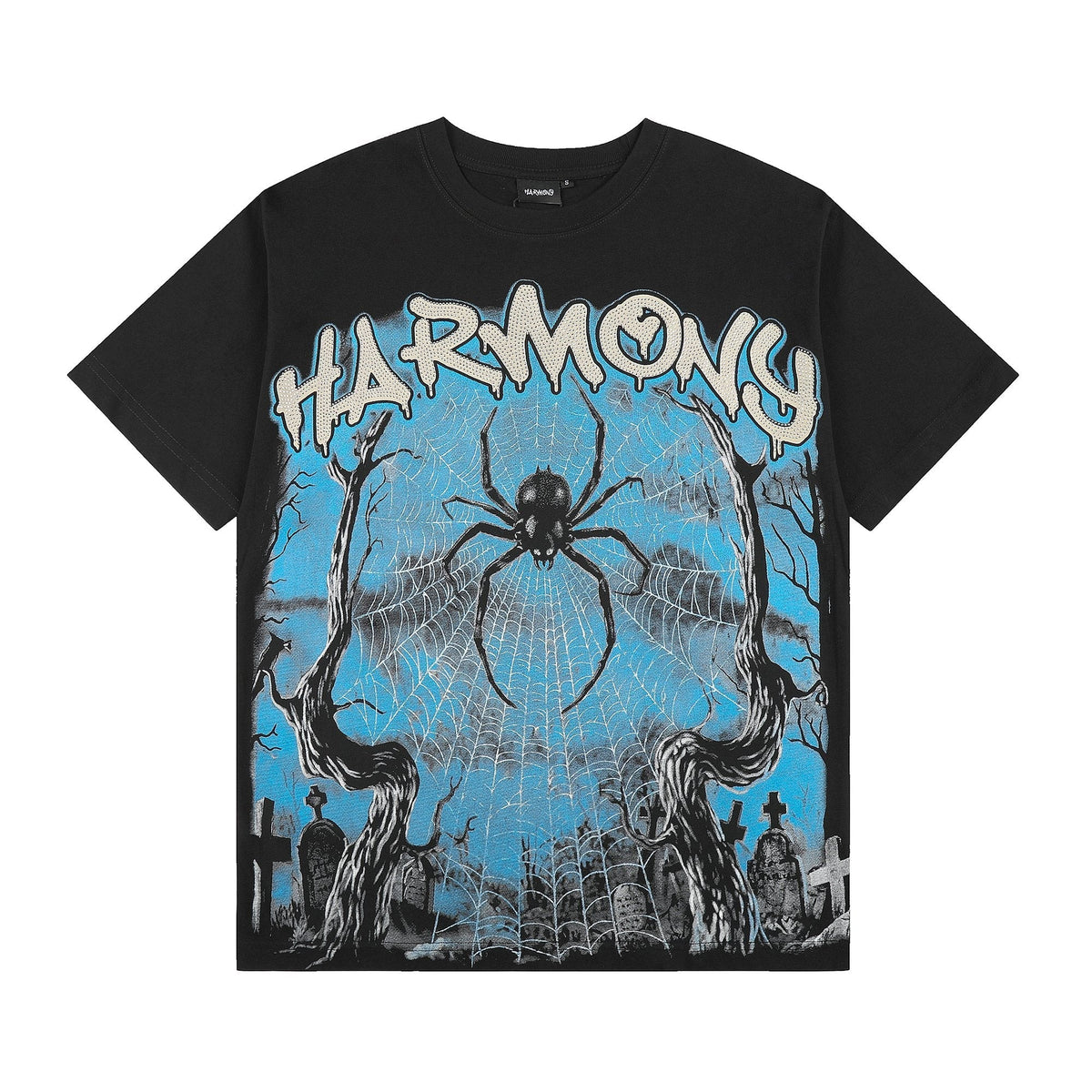 HARMONY Spider Web Graphic Black Short-Sleeve T-Shirt ¡ª hero