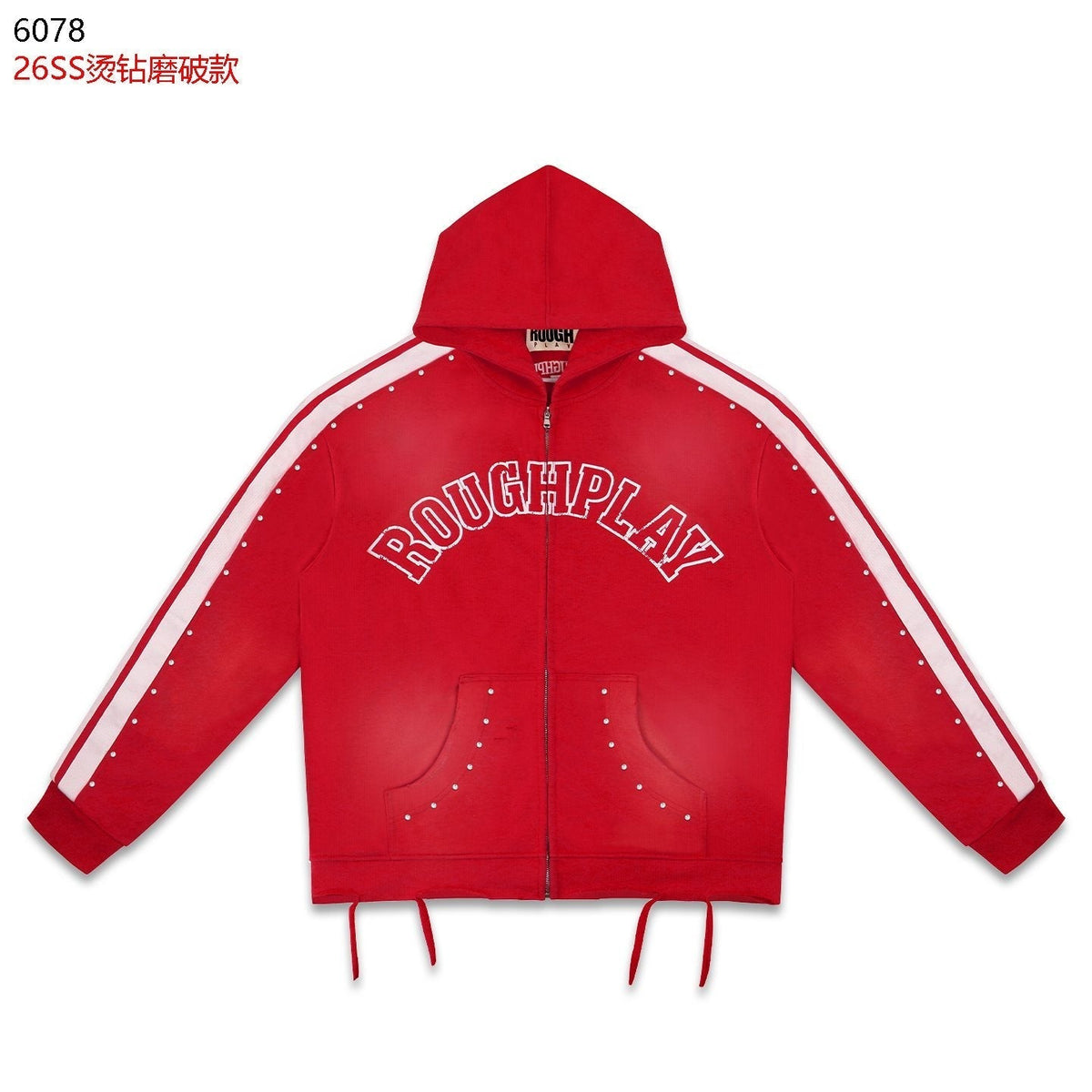 Rough Play Studded Stripe Full-Zip Hoodie ¡ª front