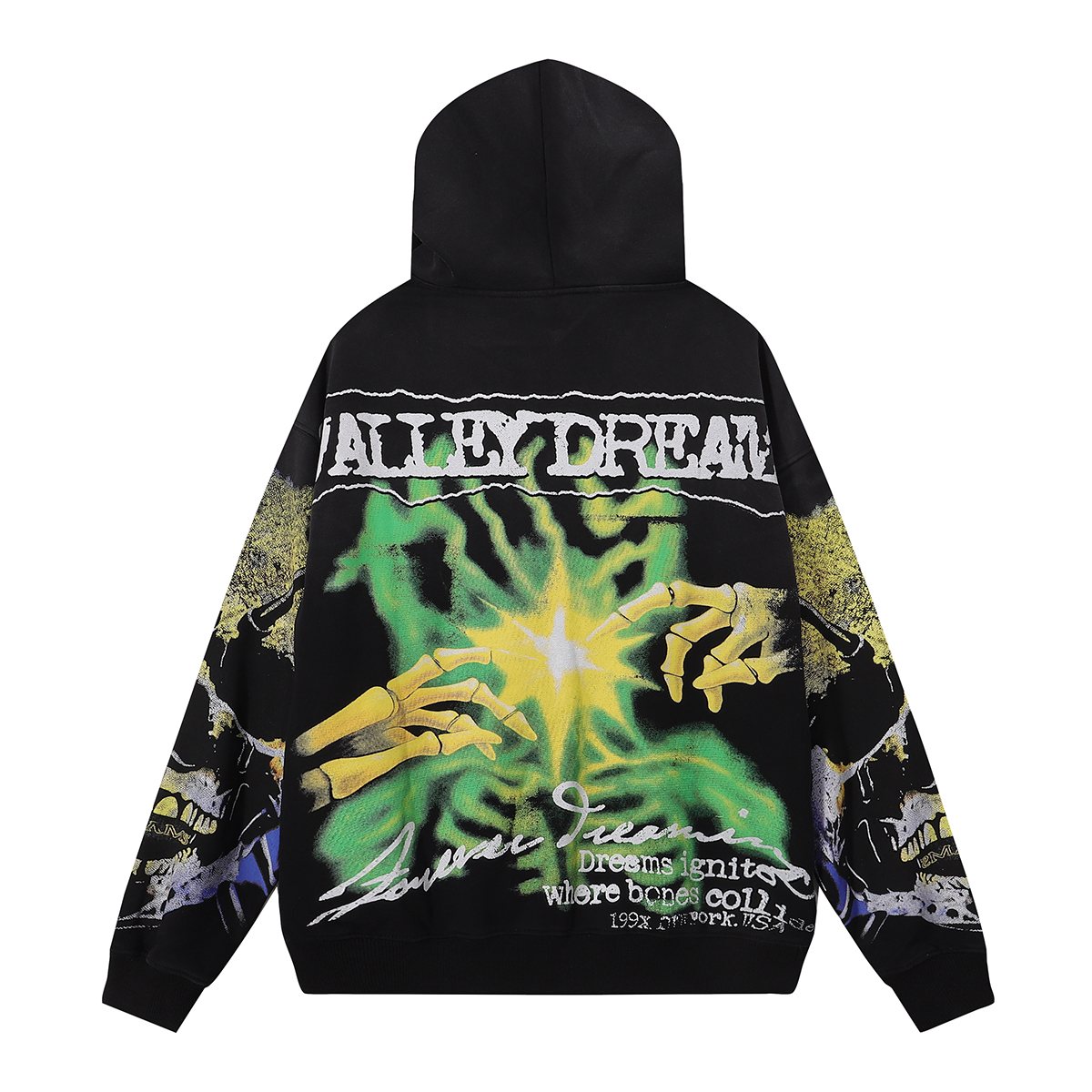 VALE USA Gravedigger Skull Graphic Zip Hoodie ¡ª back