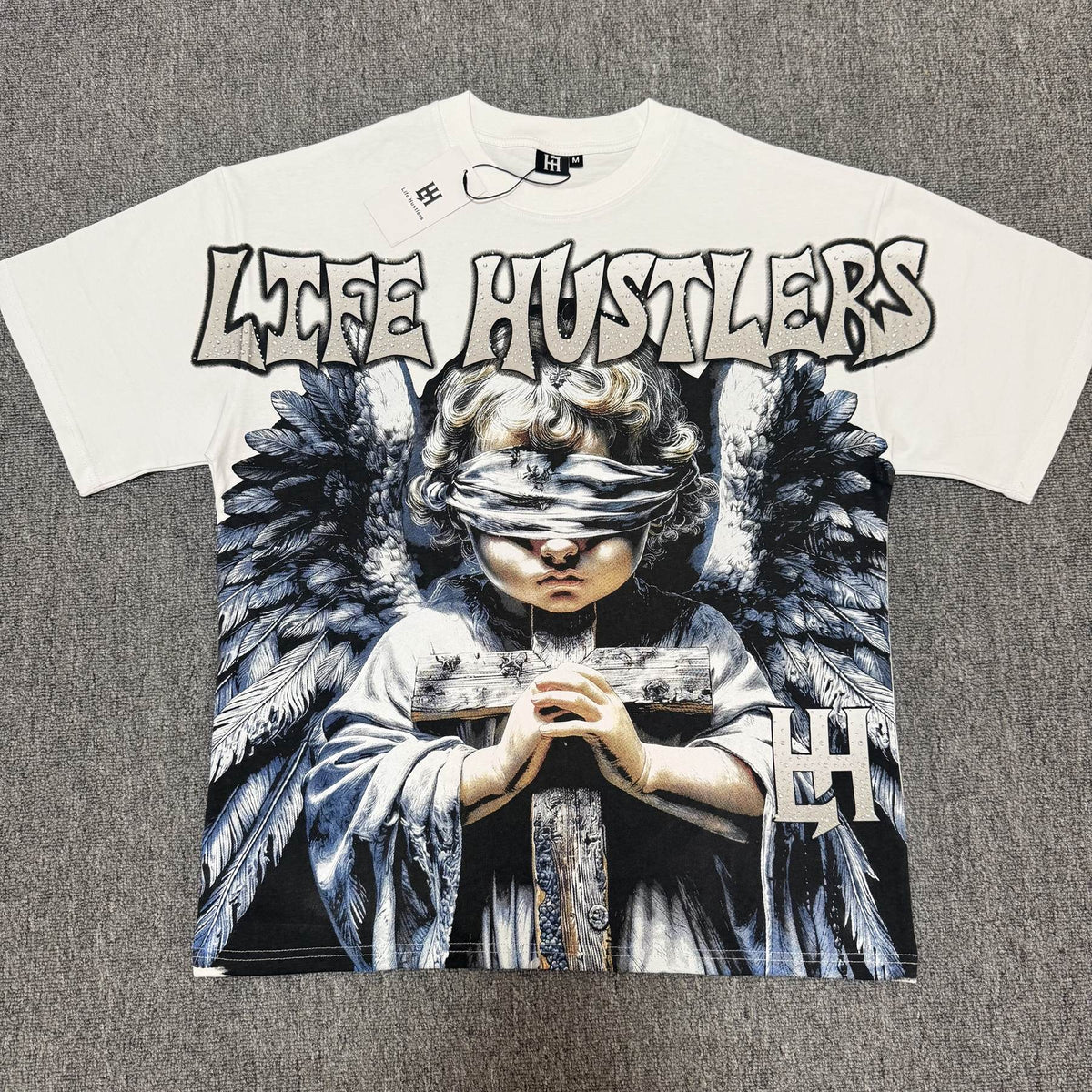 Life Hustlere LIFE HUSTLERS Angel Graphic T-Shirt - White/Black ¡ª front