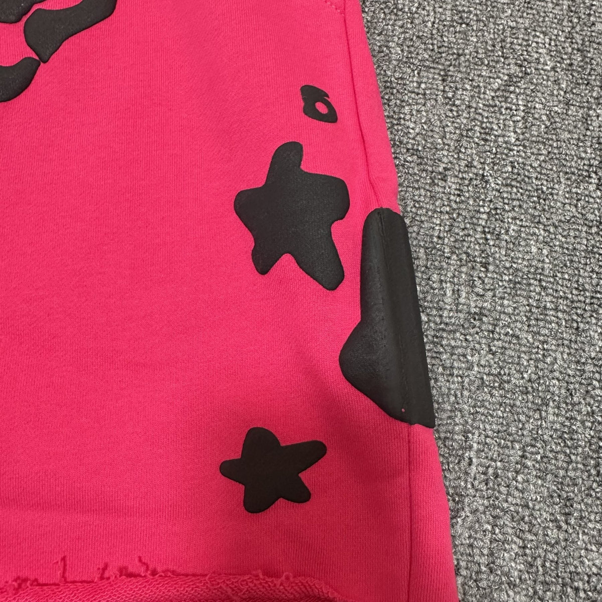 Sp5der Pink Graphic Terry Shorts ¡ª detail
