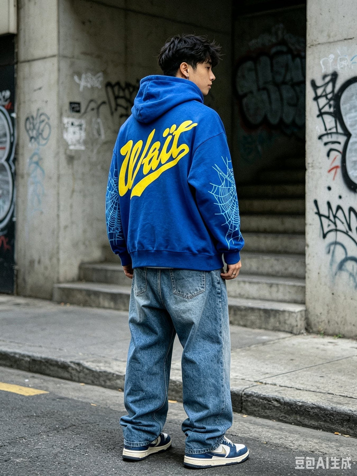 Sp5der Blue Number Graphic Hoodie ¡ª context