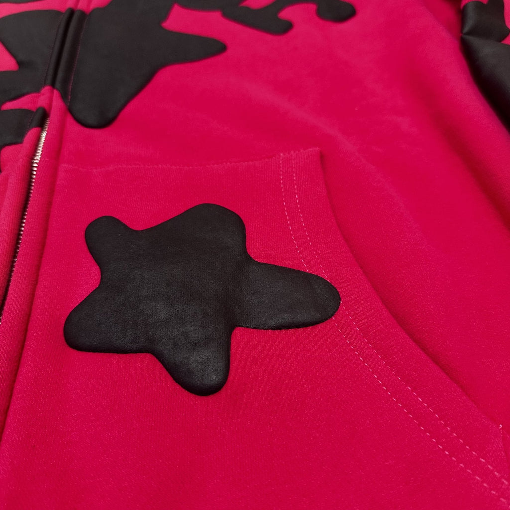 Sp5der Red Graphic Zip Hoodie ¡ª detail