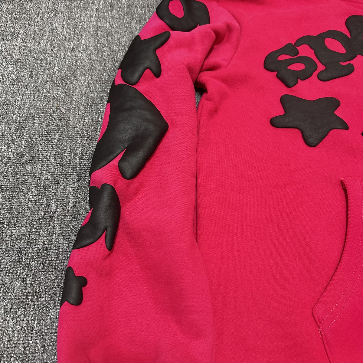 Sp5der Red Graphic Zip Hoodie ¡ª detail