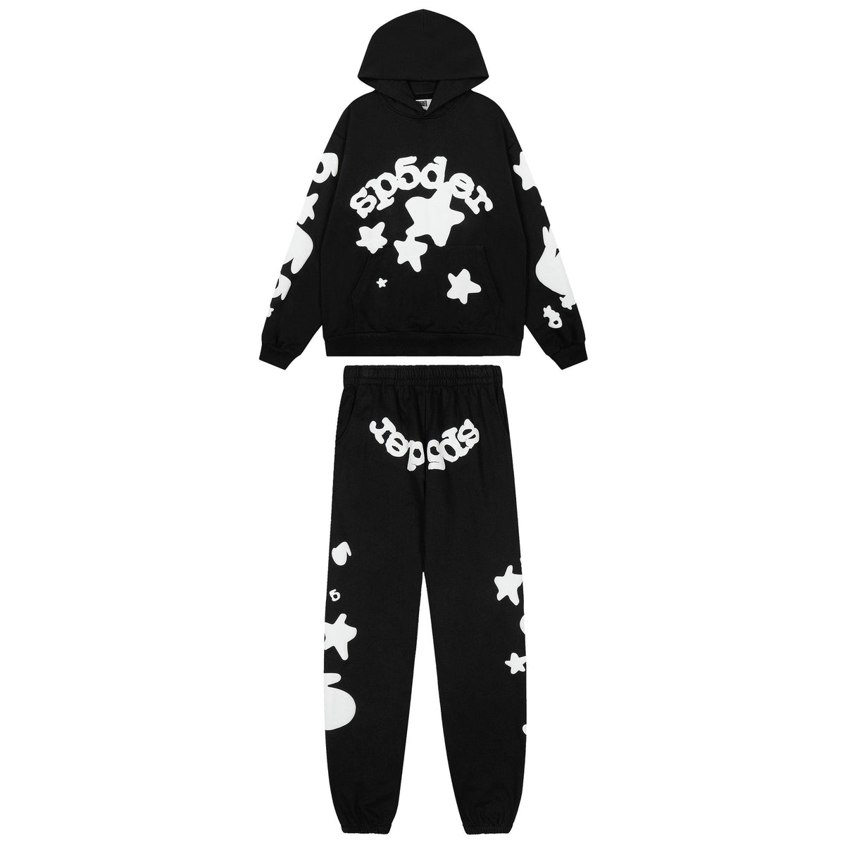 Sp5der Black Graphic Hoodie & Jogger Matching Set ¡ª hero