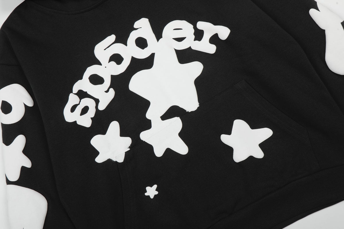 Sp5der Black Graphic Hoodie & Jogger Matching Set ¡ª detail