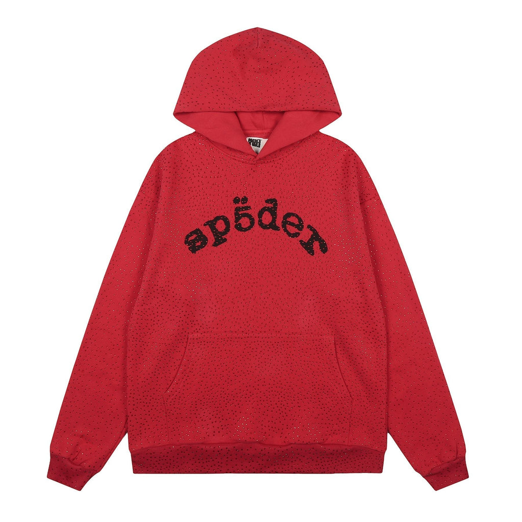 Sp5der Rhinestone Hoodie & Pants Matching Set ¡ª front