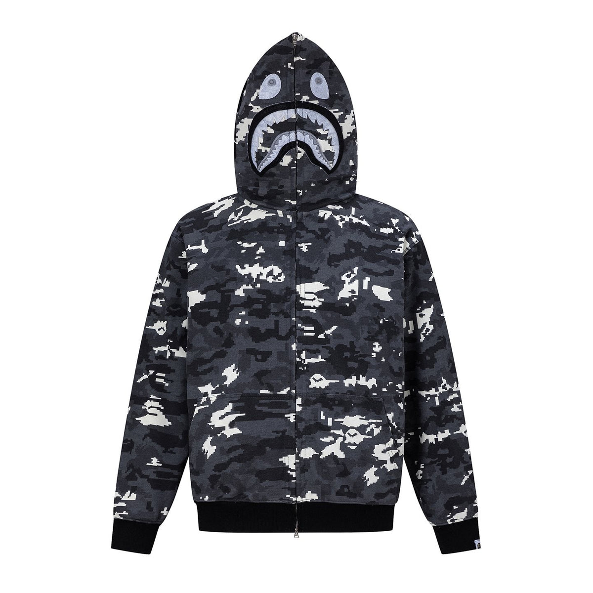BAPE Shark Face Digital Camo Zip Hoodie ¡ª front