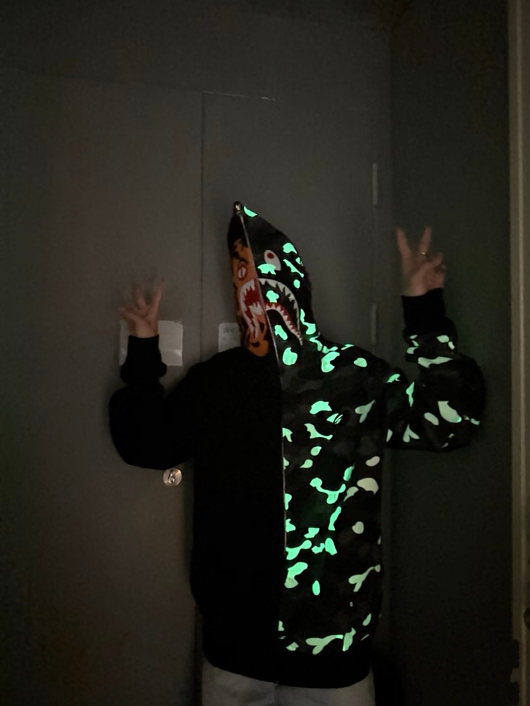 BAPE Shark Glow Camo Full-Zip Hoodie ¡ª front