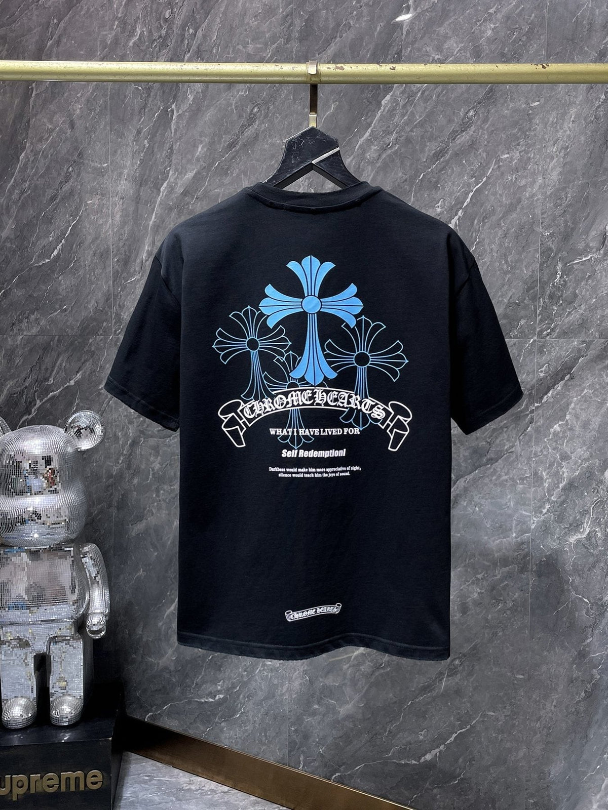Chrome Hearts Blue Floral Cross Graphic T-Shirt ¡ª back