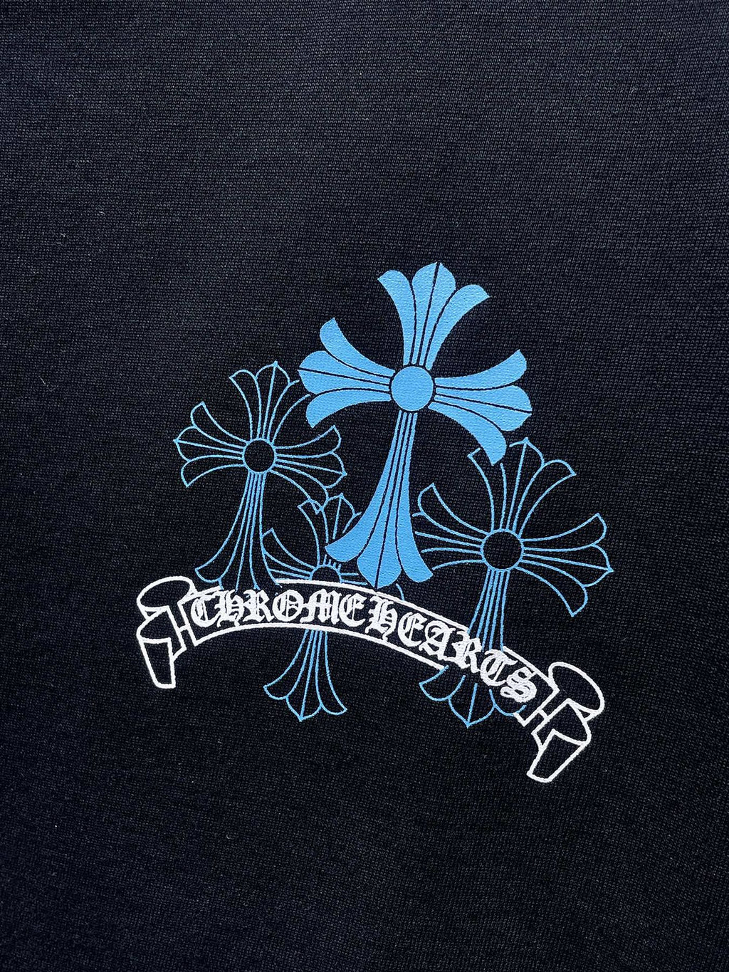 Chrome Hearts Blue Floral Cross Graphic T-Shirt ¡ª detail