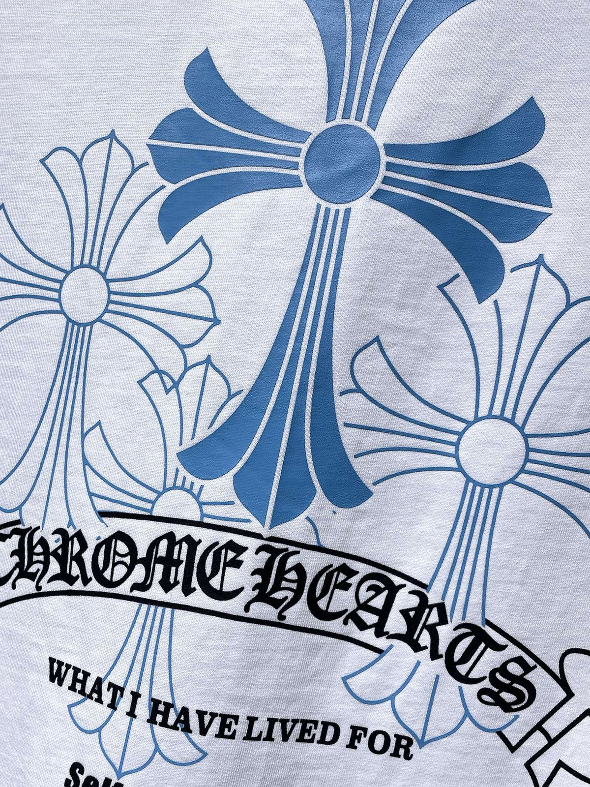 Chrome Hearts Blue Floral Cross Graphic T-Shirt ¡ª detail