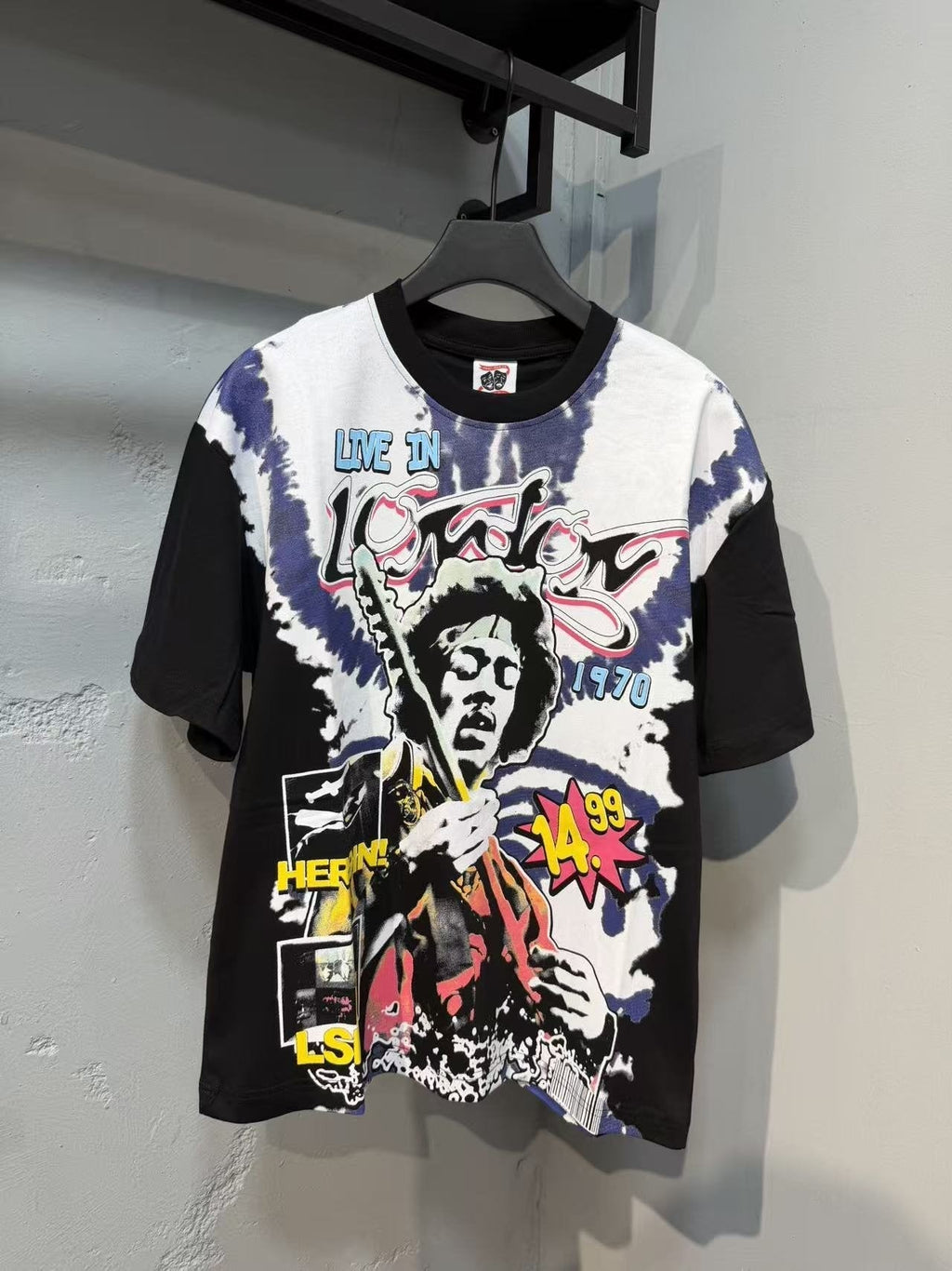 ASAALL Contrast-Sleeve Tie-Dye Accent Graphic T-Shirt ¡ª front