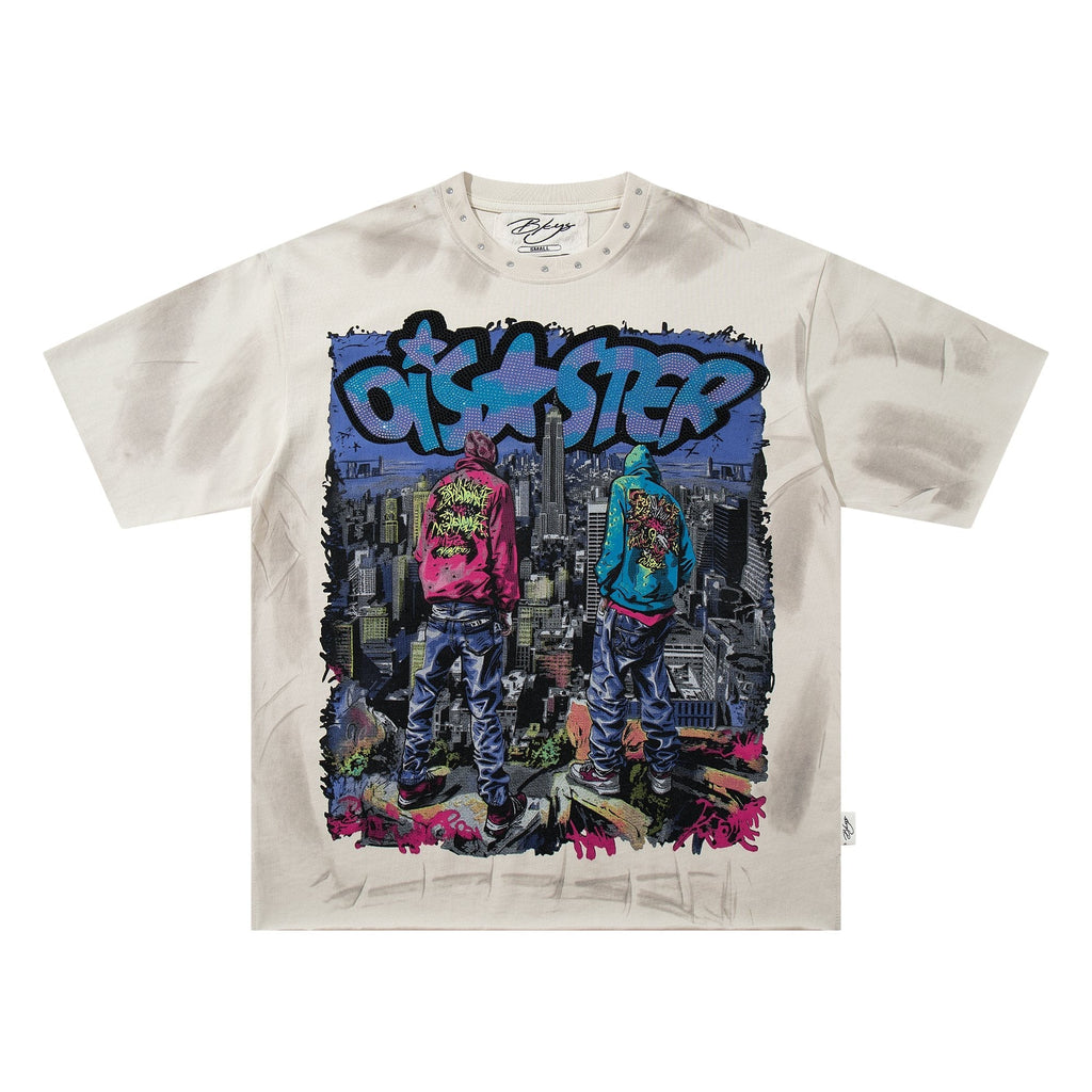 BKYS Revival Rhinestone City Graffiti Graphic T-Shirt ¡ª hero
