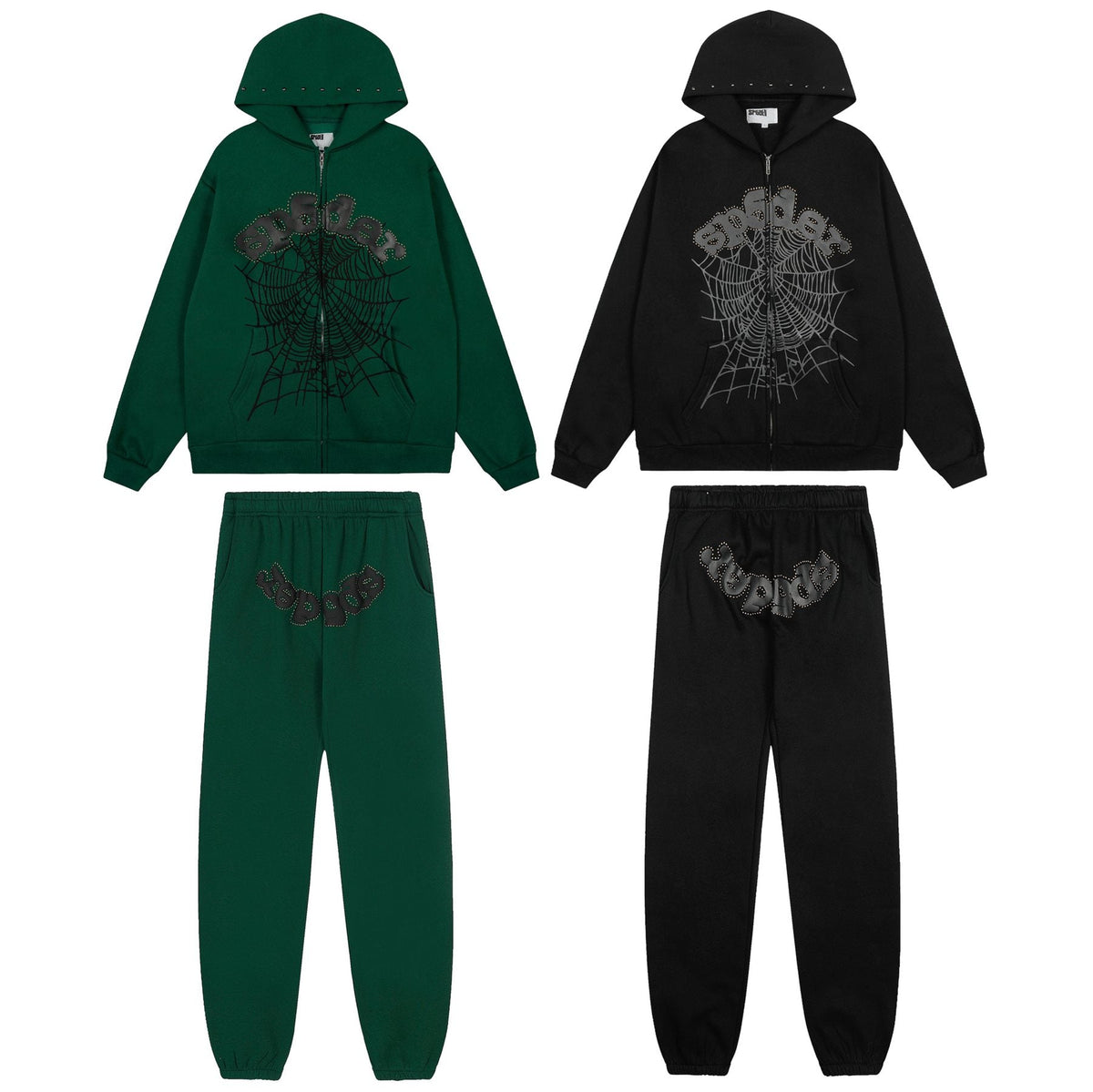 Sp5der Spiderweb Graphic Zip Hoodie & Sweatpants Matching Set ¡ª comparison