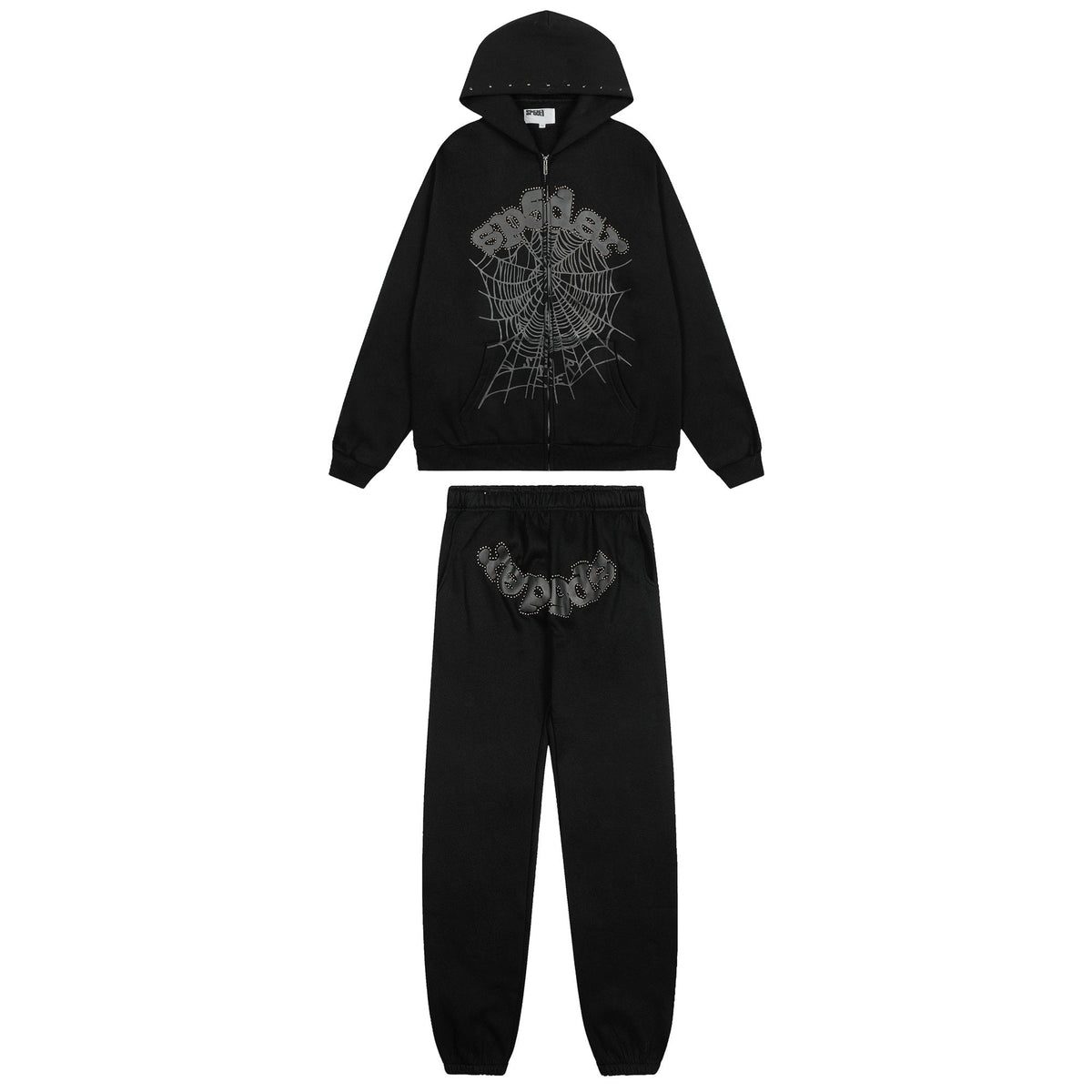 Sp5der Spiderweb Graphic Zip Hoodie & Sweatpants Matching Set ¡ª hero