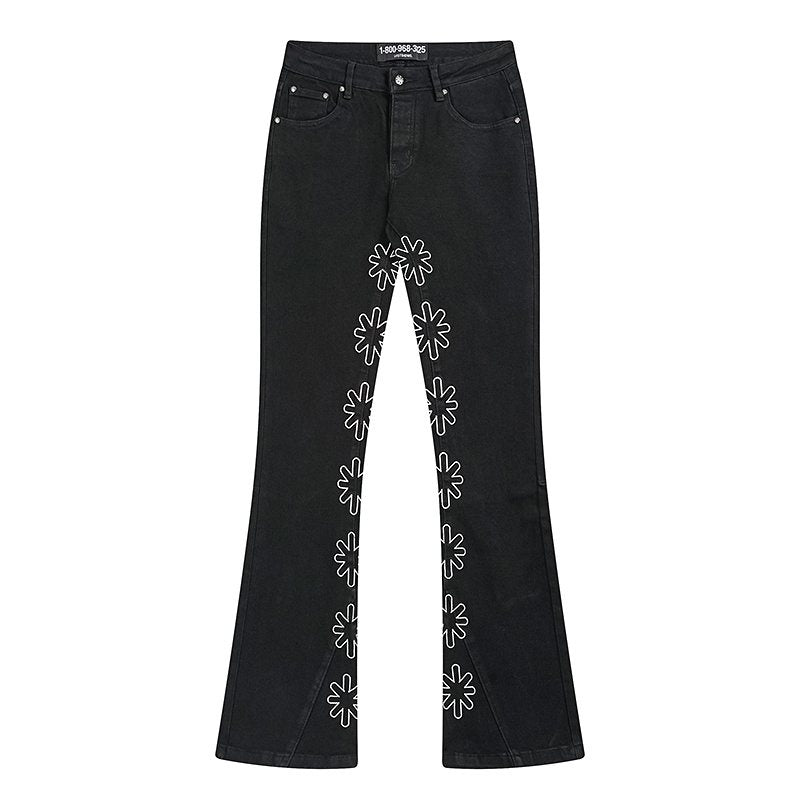 LOSTSHDWS Floral Embroidered Flared Jeans ¡ª hero