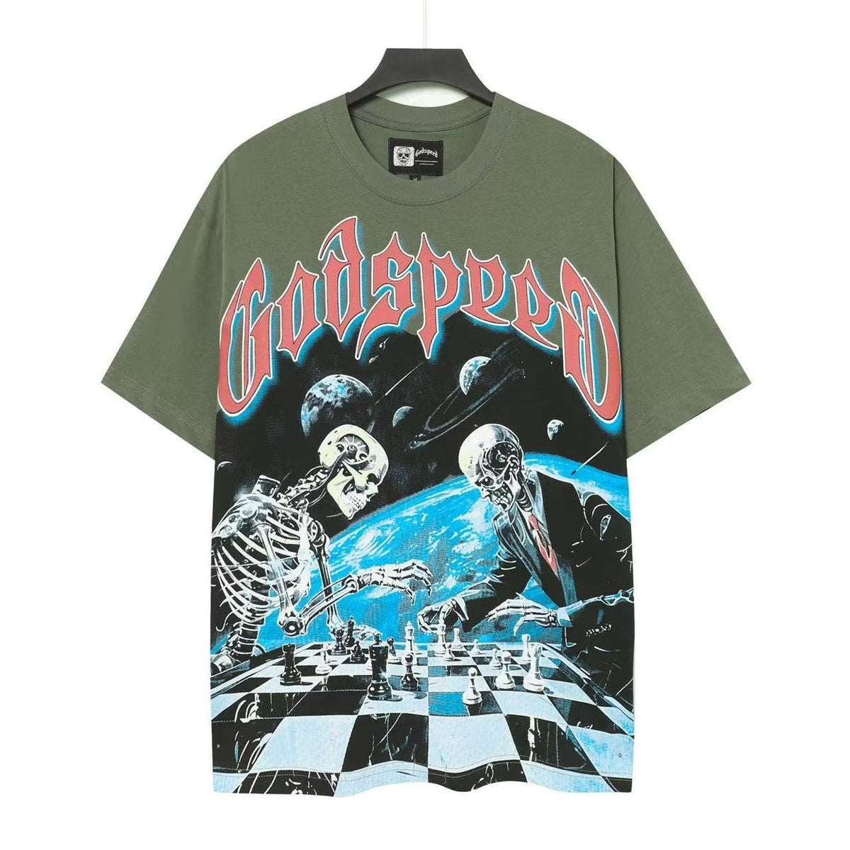 Godspeed Skeleton Chess Graphic T-Shirt ¡ª front