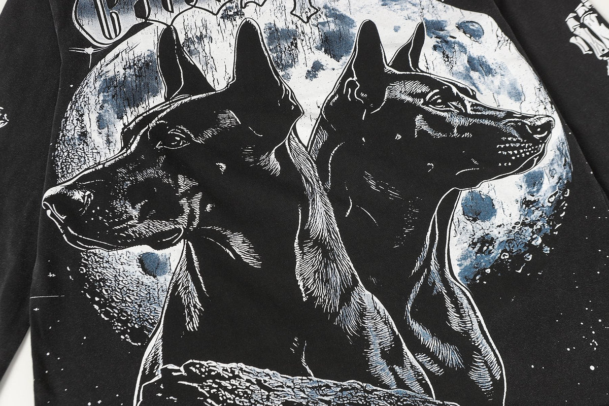 Godspeed Dog Moon Graphic Long-Sleeve T-Shirt ¡ª detail