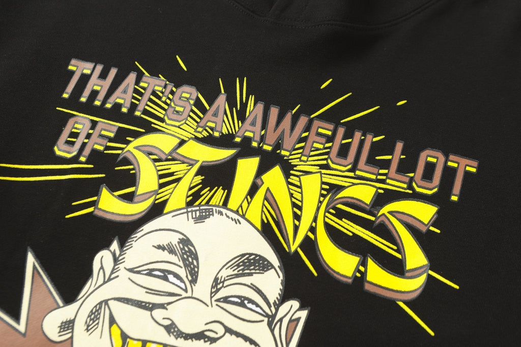 THAT'S A AWFUL LOT OF COUGH SYRUP Stings Character Graphic Hoodie ¡ª detail